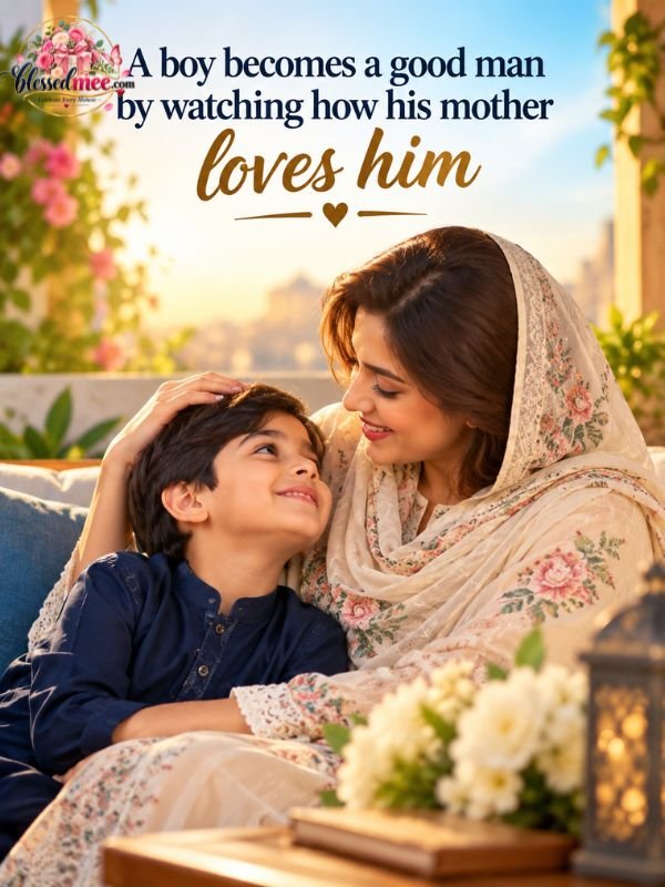 A boy becomes a good man by watching how his mother loves him