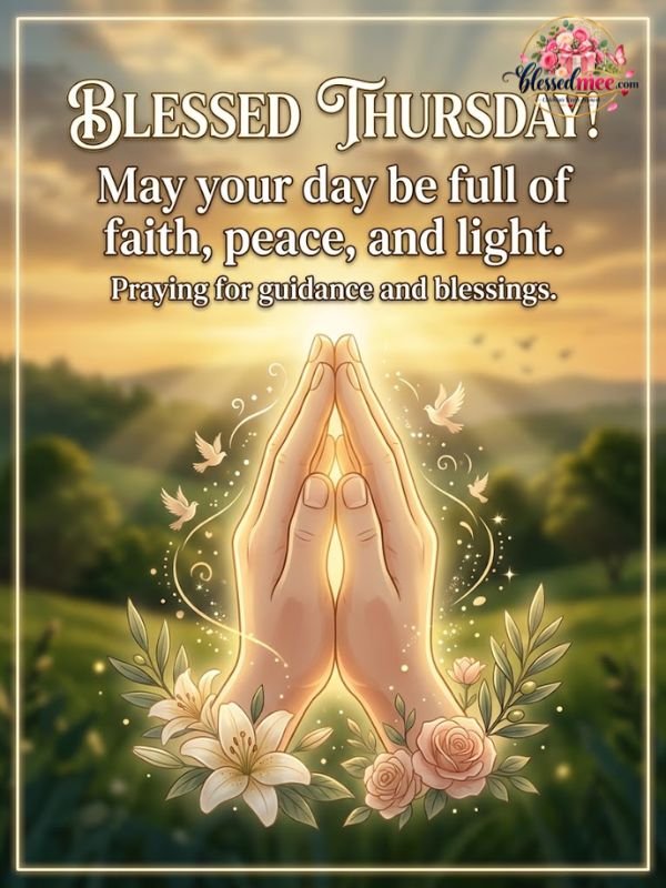 Animated praying-hands GIFs work well with faith-based Thursday blessings.