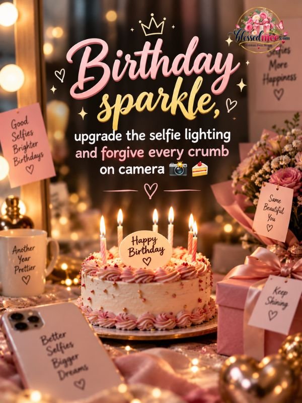 Birthday sparkle, upgrade the selfie lighting and forgive every crumb on camera 📸🍰