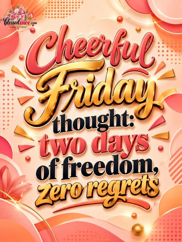Cheerful Friday thought two days of freedom, zero regrets