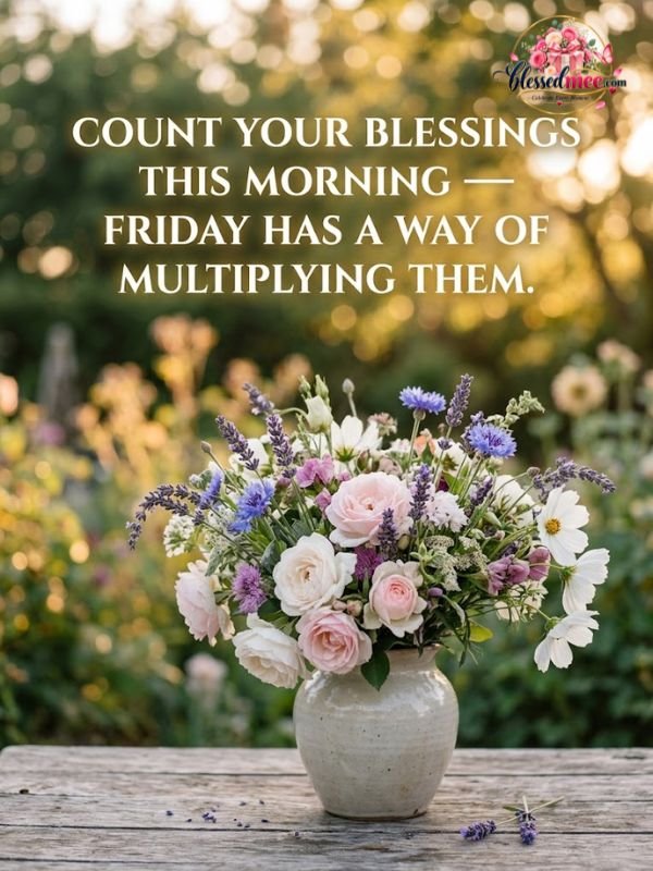 Count your blessings this morning — Friday has a way of multiplying them.