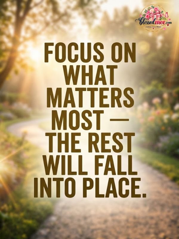 Focus on what matters most — the rest will fall into place