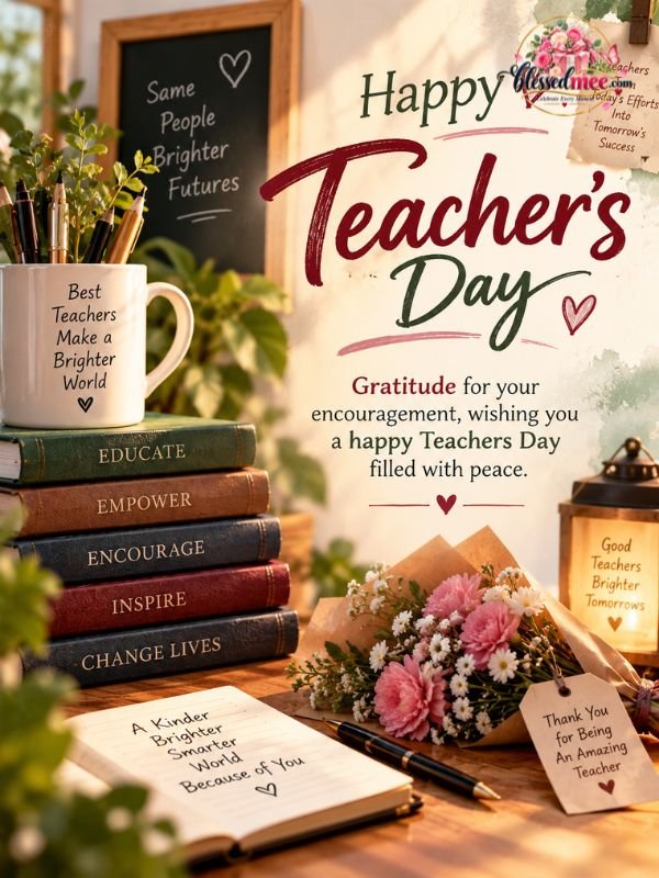 Gratitude for your encouragement, wishing you a happy Teachers Day filled with peace
