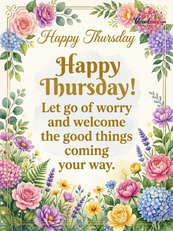 Happy Thursday! Let go of worry and welcome the good things coming your way