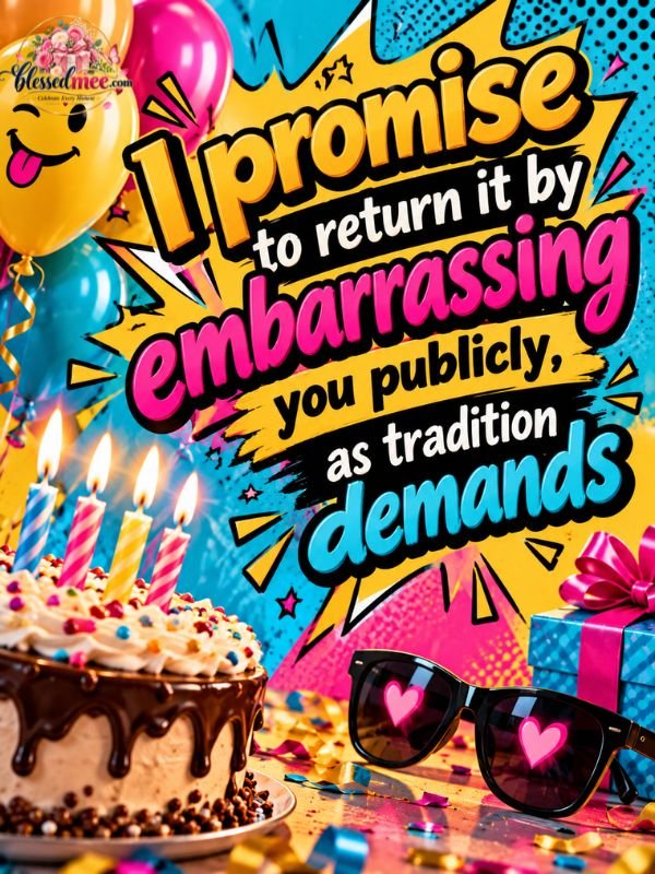 I promise to return it by embarrassing you publicly, as tradition demands