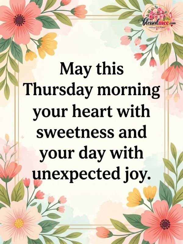 May this Thursday morning fill your heart with sweetness and your day with unexpected joy