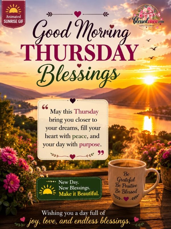 Share an animated sunrise GIF along with your favorite Good Morning Thursday Blessings quote