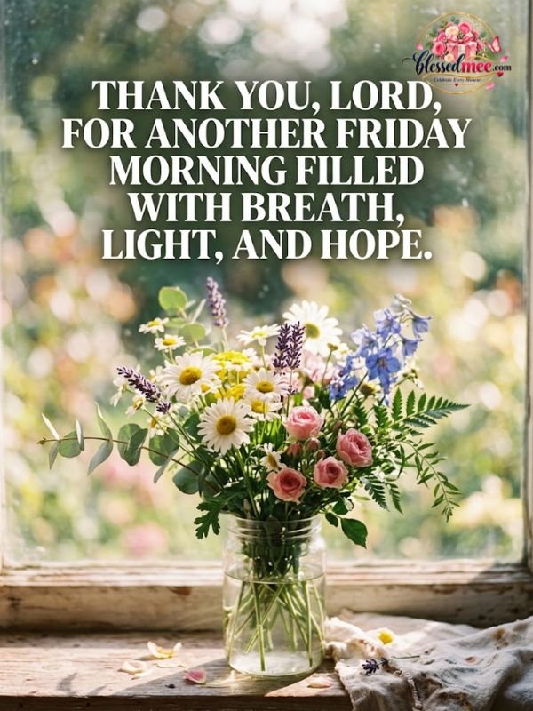Thank you, Lord, for another Friday morning filled with breath, light, and hope