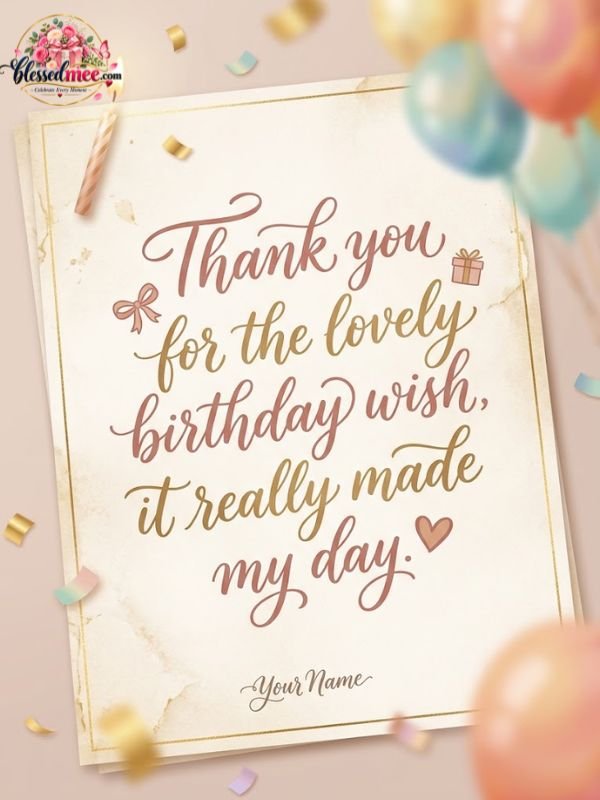 Thank you for the lovely birthday wish, it really made my day