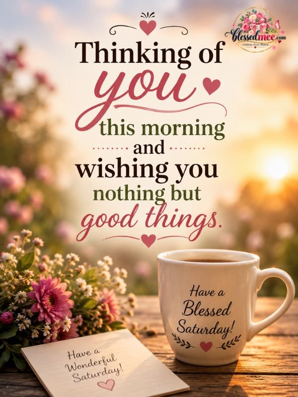 Thinking of you this morning and wishing you nothing but good things.