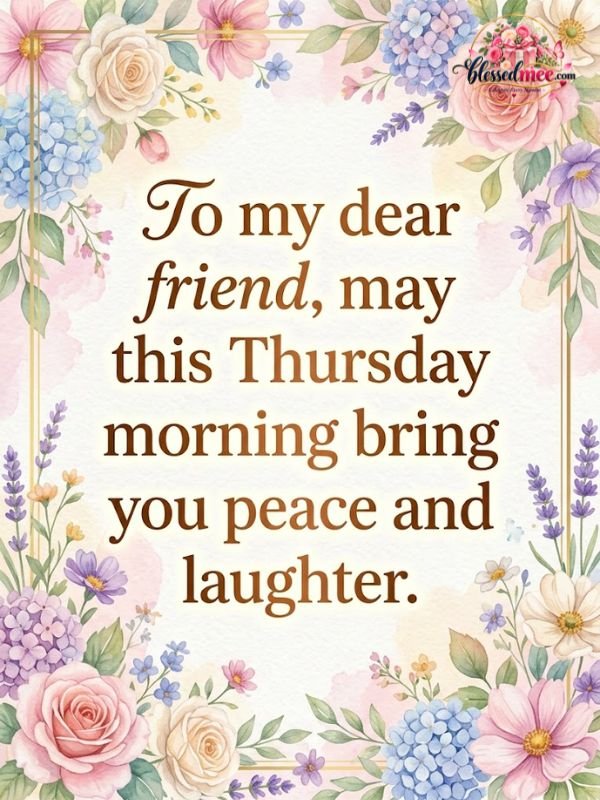 To my dear friend, may this Thursday morning bring you peace and laughter