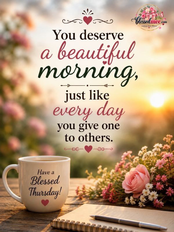 You deserve a beautiful morning, just like every day you give one to others.