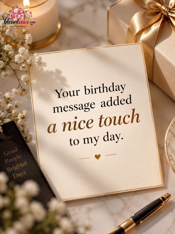 Your birthday message added a nice touch to my day