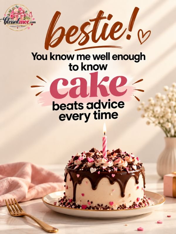 bestie! You know me well enough to know cake beats advice every time