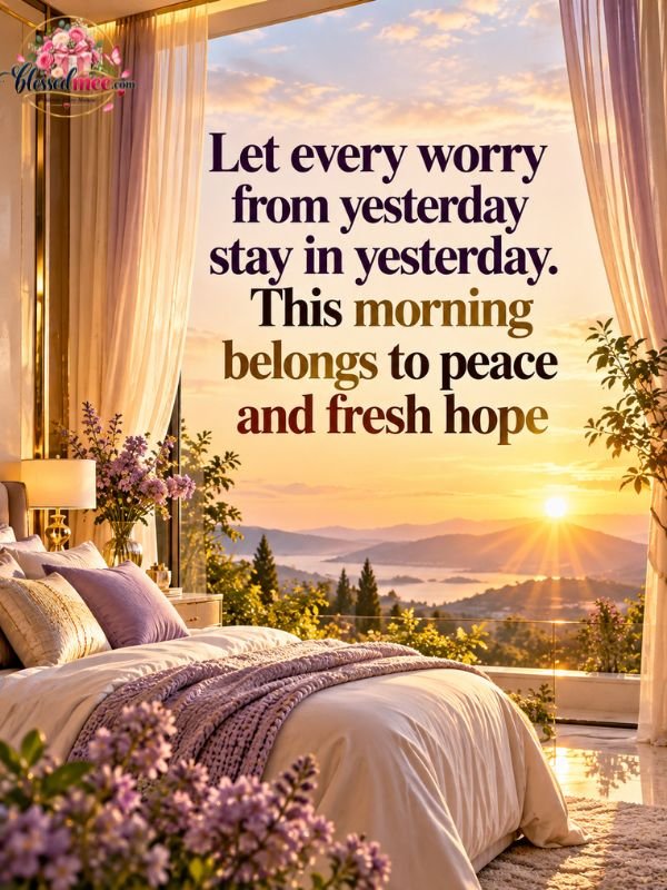 Let every worry from yesterday stay in yesterday. This morning belongs to peace and fresh hope
