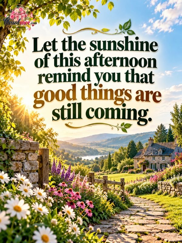 Let the sunshine of this afternoon remind you that good things are still coming