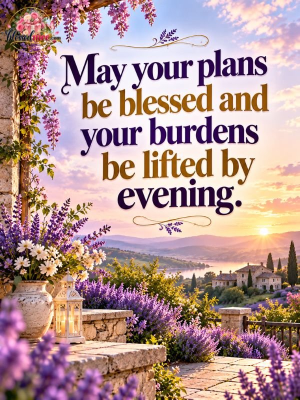 May your plans be blessed and your burdens be lifted by evening