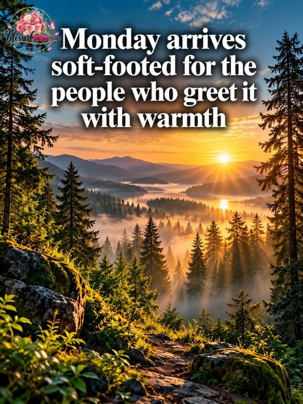 Monday arrives soft-footed for the people who greet it with warmth