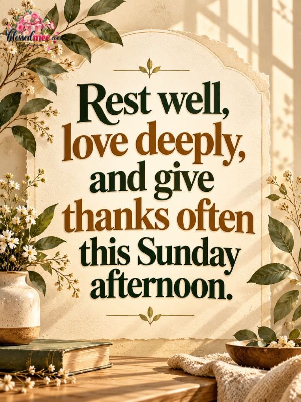 Rest well, love deeply, and give thanks often this Sunday afternoon