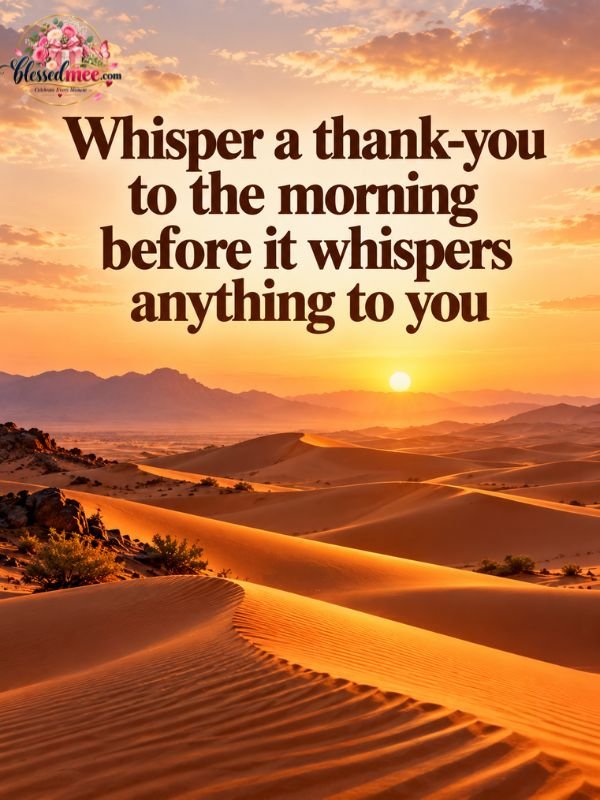 Whisper a thank-you to the morning before it whispers anything to you